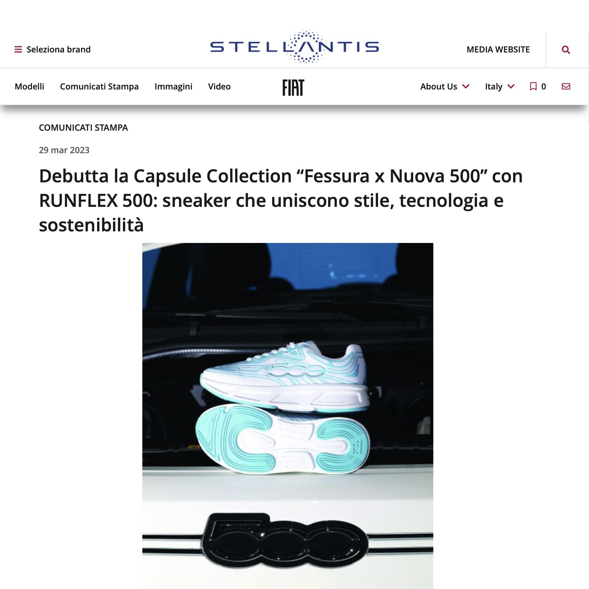 Stellantis: debutta la Capsule Collection “Fessura x Nuova 500” con RUNFLEX 500